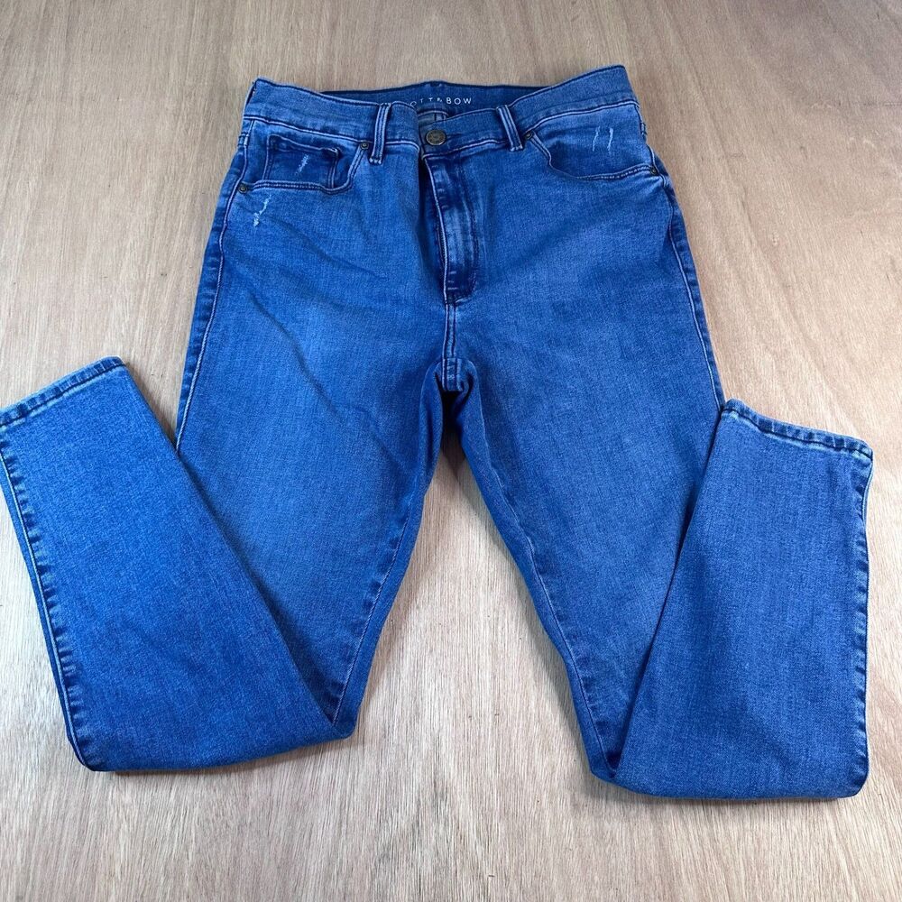 Mott & Bow Women's High Rise Skinny Jeans Blue Size 30x28 Cropped Stretch